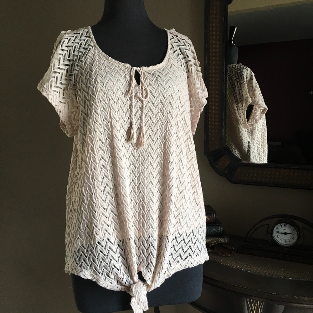 NWT FRENCH LAUNDRY LACE CHEVRON KNOTTED TUNIC SIZE 2X PLUS SIZE
